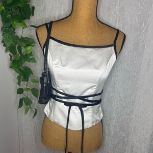 Alfred Angelo White Camisole/Corset with Black Trim and Bow Accent